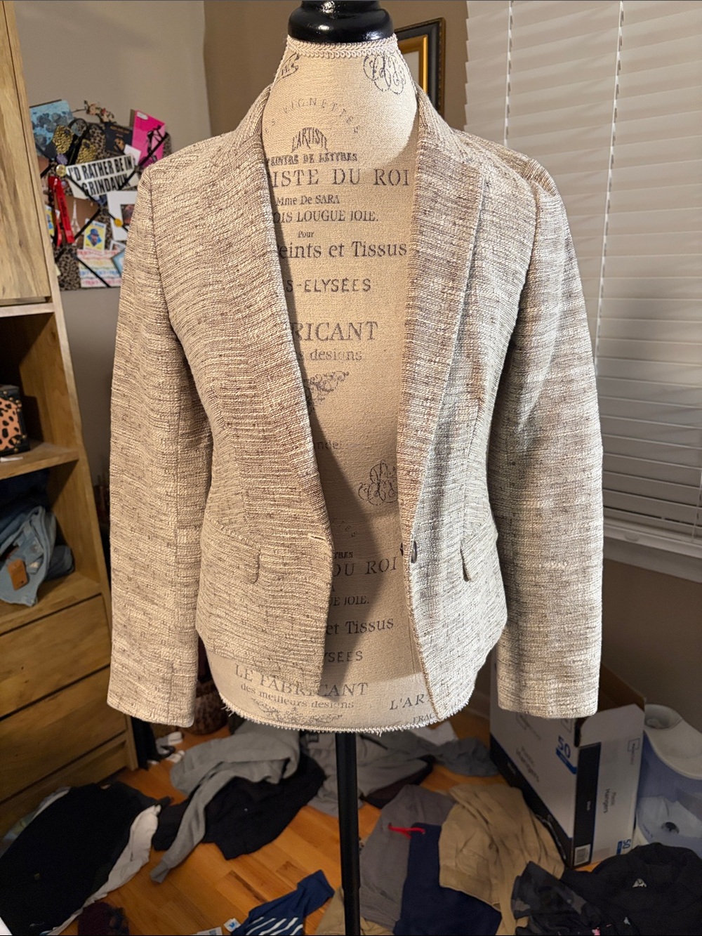 Madewell Open-Front Textured Cream Blazer - 2